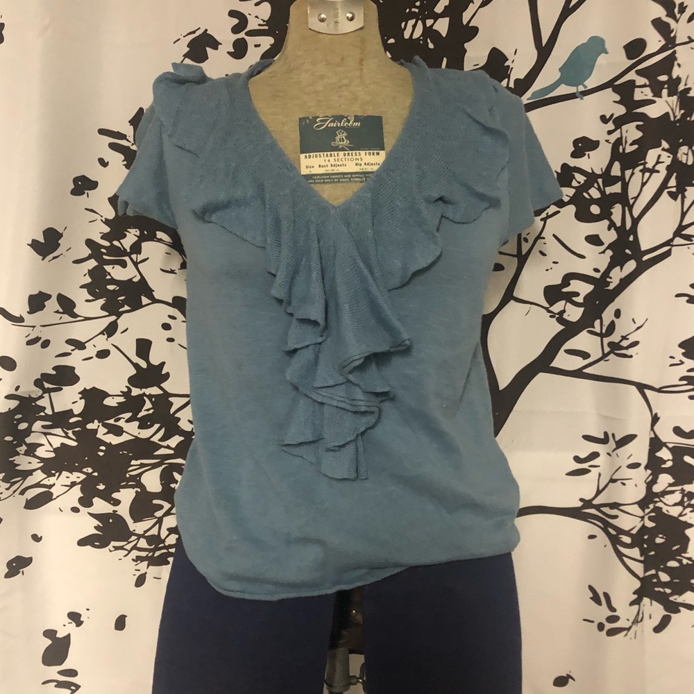🎊BOGO SALE🎊 Blue ruffle dress shirt